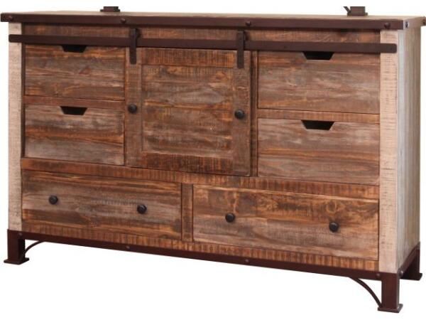 Antique Collection 6 Drawer Dresser with 1 Sliding door Dressers International Furniture Direct