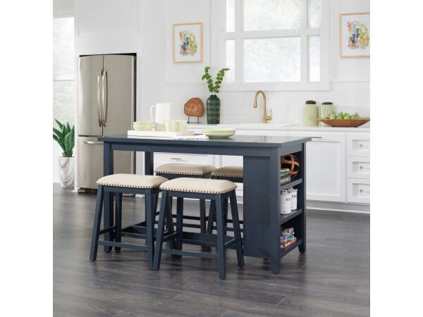 Brook Creek 5 Piece Counter Set- Navy Dining Sets Blue
