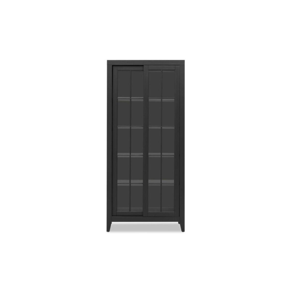 Sliding Door Display Cabinet Dining Storage Black 5