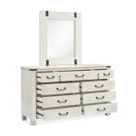 Drawer Dresser with Portrait Mirror Dressers Alabaster and Aged Iron 8