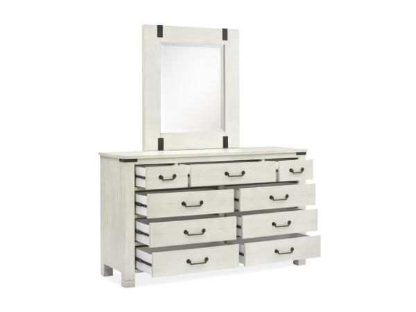 Drawer Dresser with Portrait Mirror Dressers Alabaster and Aged Iron