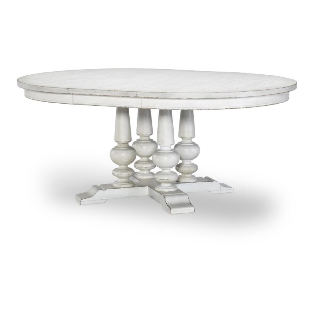 Complete Round Table Dining Sets Aged White 6