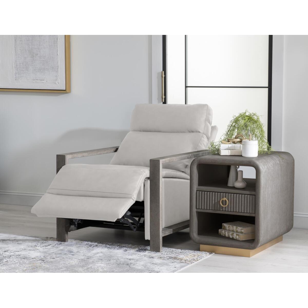 Wood Arm Recliner Recliners Cream 6