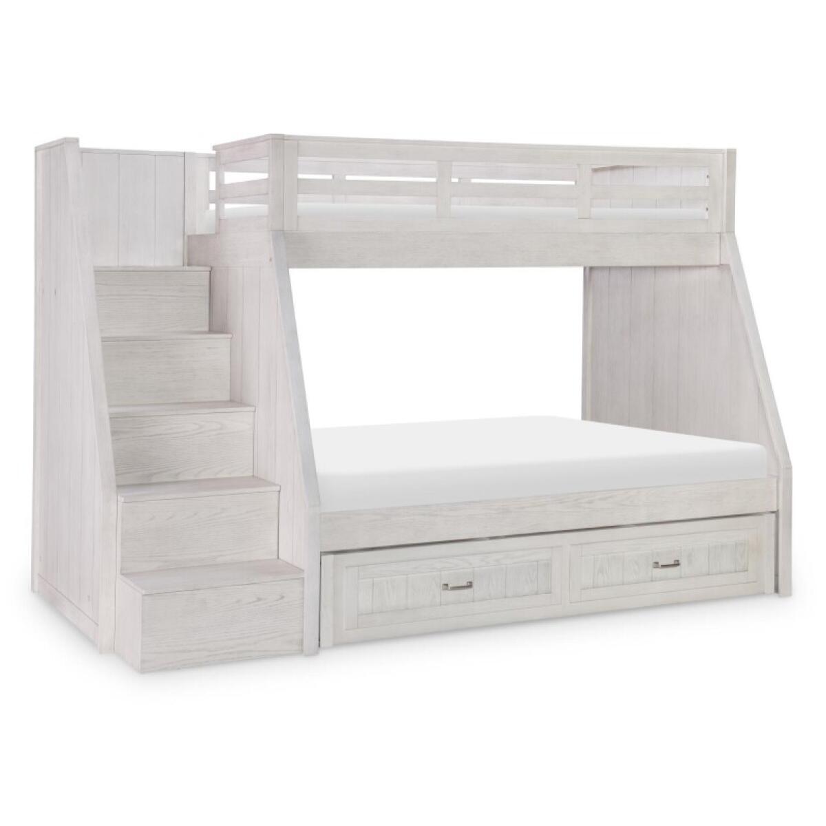 Complete Twin Over Full Bunk Bed Youth Beds Bleached Linen 4