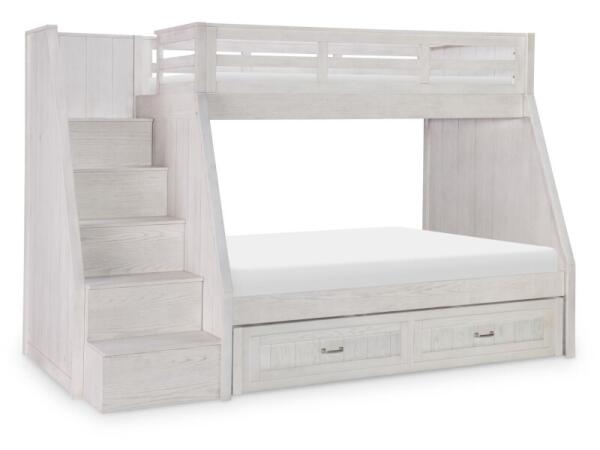 Complete Twin Over Full Bunk Bed Youth Beds Bleached Linen