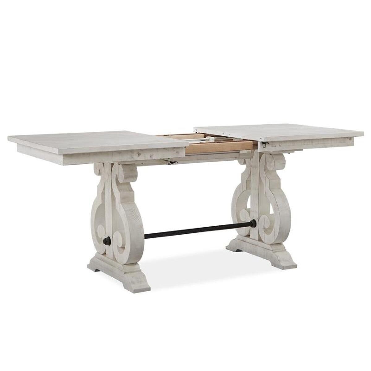 Bronwyn Rectangular Counter Height Table Dining Tables Alabaster, Toasted Nutmeg, Antique Brass w/Pewter Overlay, Baja Natural Fabric 12