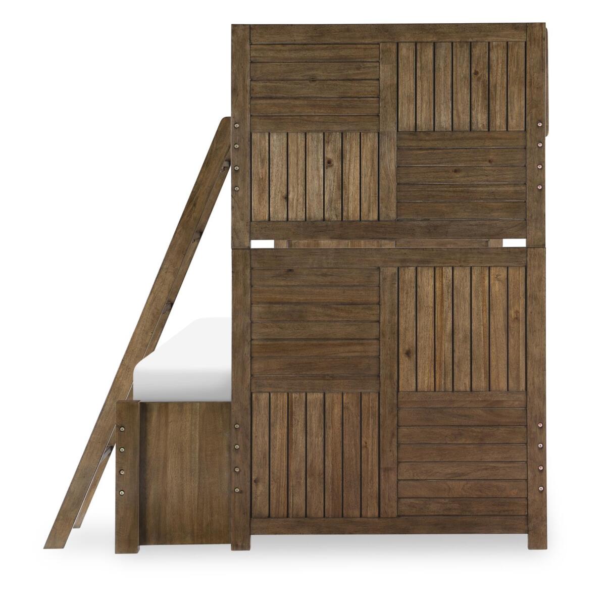 Complete Twin Over Full Bunk Set Brown Finish Youth Beds Brown 8