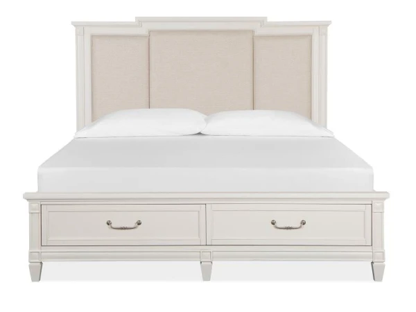Willowbrook B5324-65A Complete King Panel Storage Bed w/Upholstered Headboard