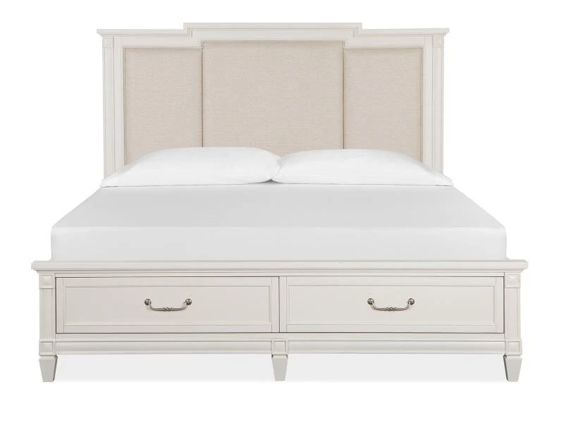 04b70b9bfb52e85ce04bb5bb074c2a7c Willowbrook B5324-65A Complete King Panel Storage Bed w/Upholstered Headboard - Image 1