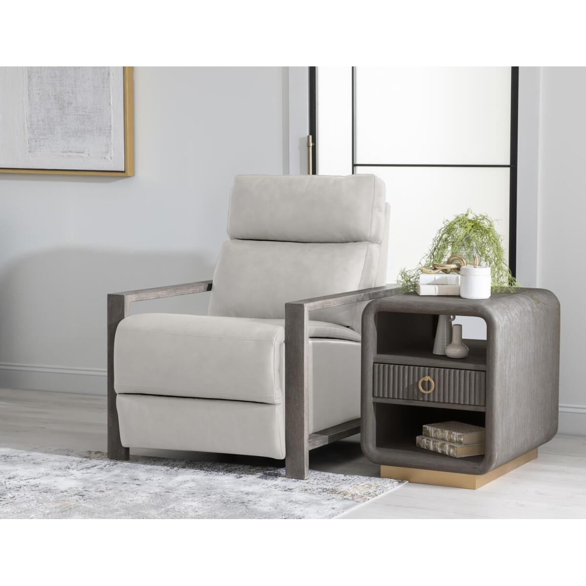 Wood Arm Recliner Recliners Cream 5