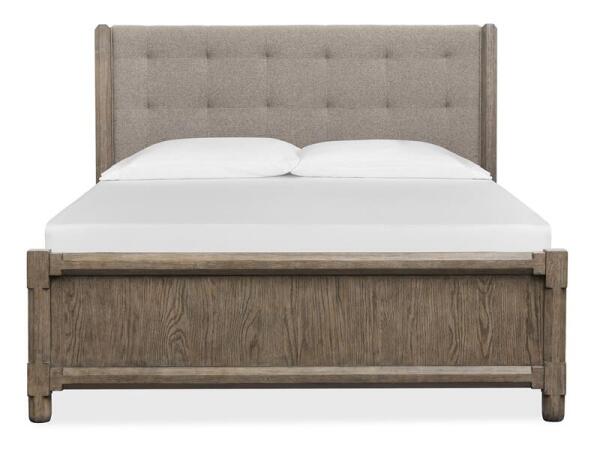 Claremont Wood Queen Panel Bed Upholstered Headboard KD Bed Parts Bed Parts