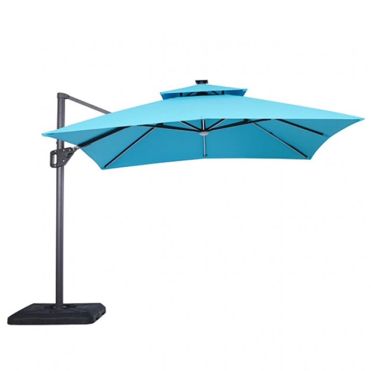 Aurora 10 Ft Square Umbrella w/ Double Top w/ LED + 37″ Large Base Outdoor Accessories Blue 5