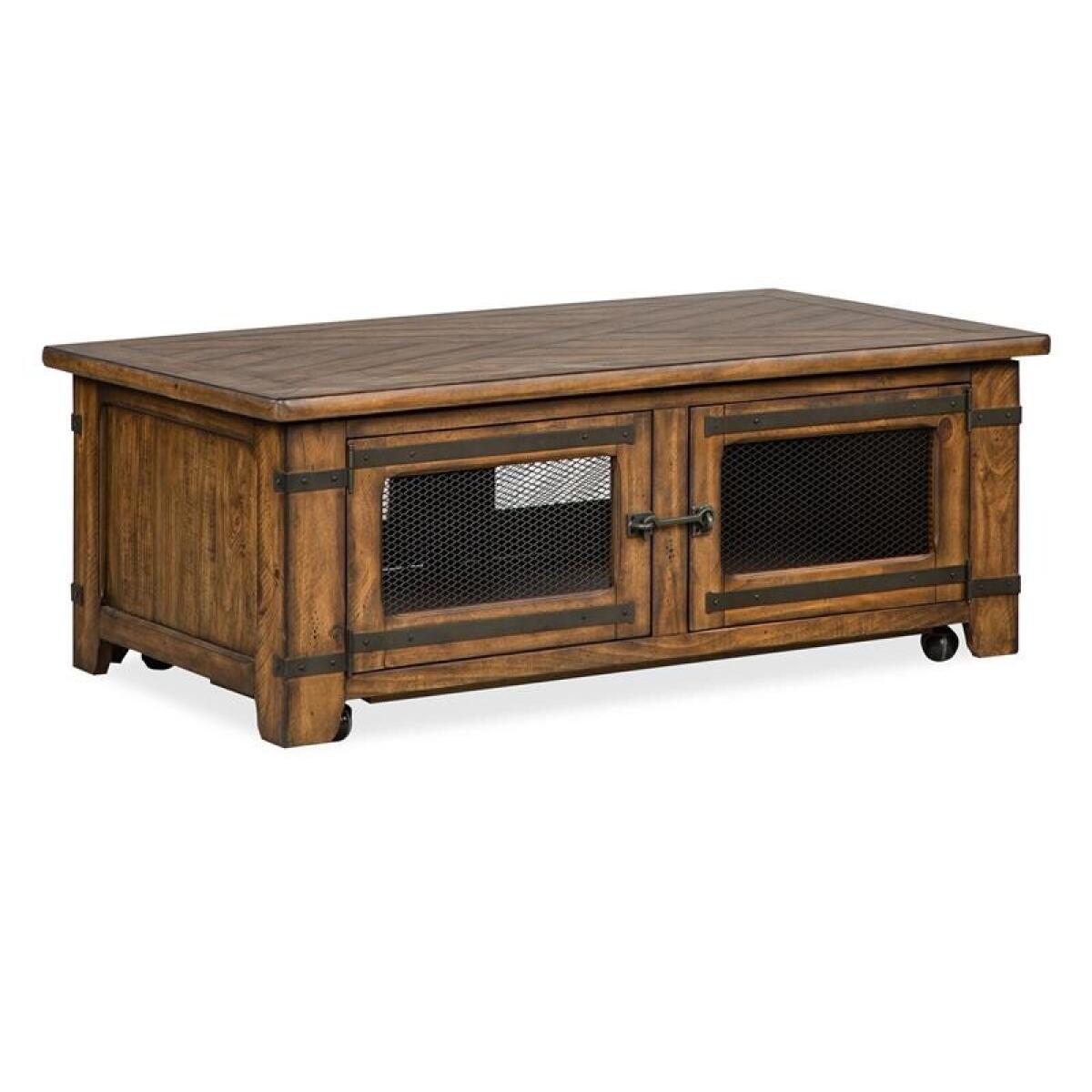 Chesterfield Lift Top Storage Cocktail Table w/Casters - Image 2