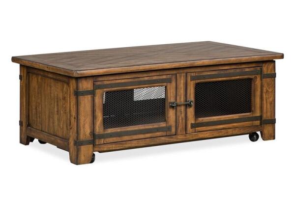 Chesterfield Lift Top Storage Cocktail Table w/Casters Cocktail & Coffee Tables Brown