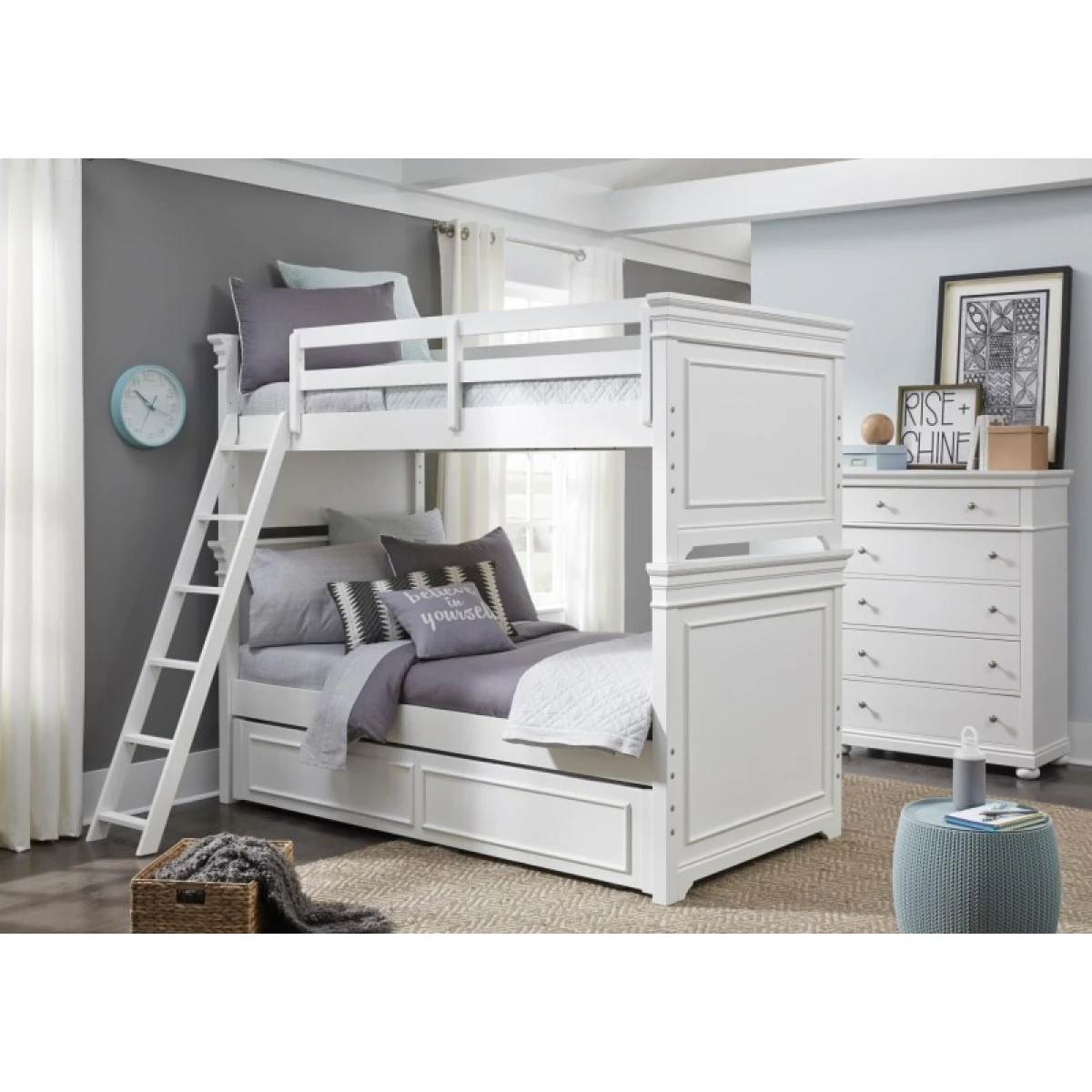 Complete Bunk Twin White Finish Youth Beds Legacy Classic Furniture 6