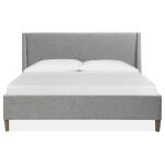 Lindon Wood Queen Island Bed Grey Upholstered Footboard KD