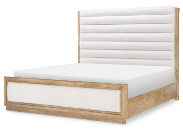 Complete Cal King Channeled Uphostered Panel Bed 6/0 Beds Aged Driftwood