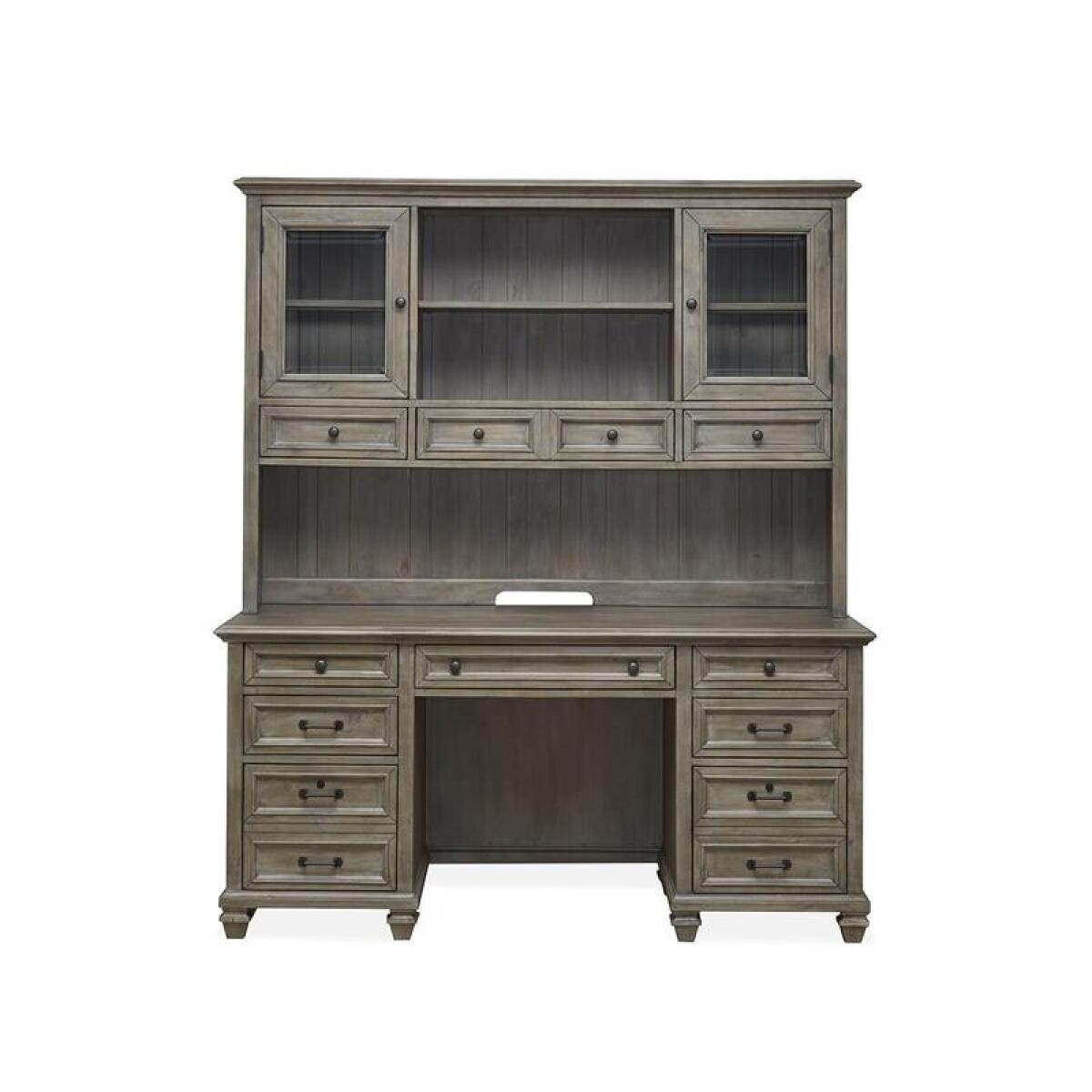 Lancaster Credenza with Hutch Office Storage Brown 4