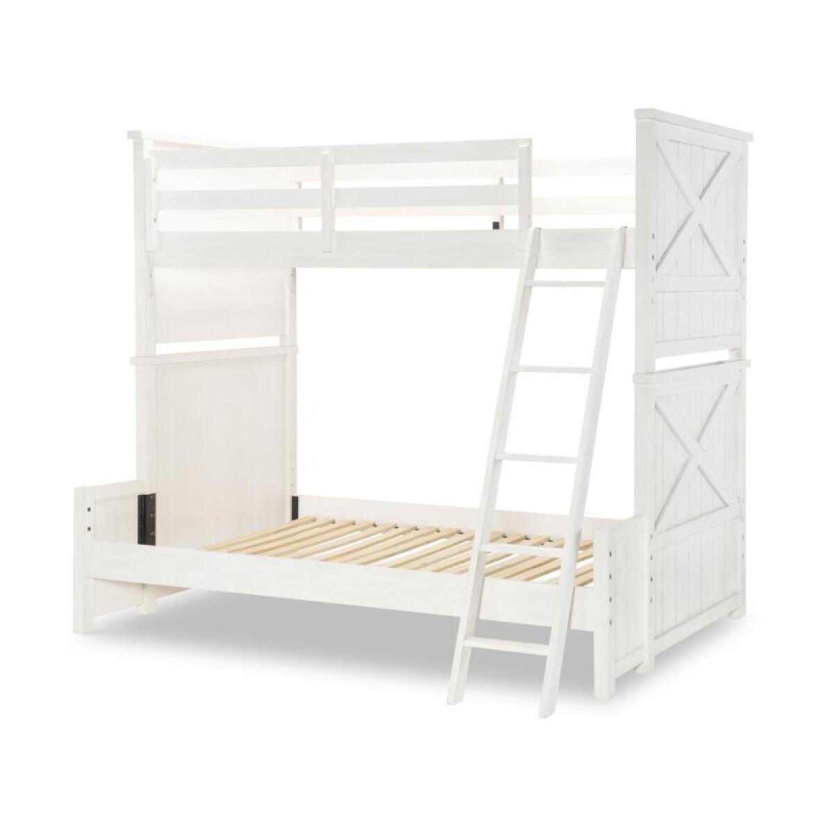 Complete Twin Over Full Bunk Bed White Finish Youth Beds Aged White 10