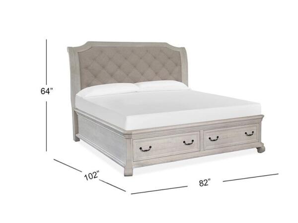 Bronwyn Complete Cal.King Sleigh Storage Bed Beds Alabaster, Toasted Nutmeg, Baja Natural Fabric 9