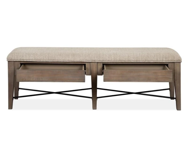 Paxton Place Bench w/Upholstered Seat Chairs & Benches Brown 19