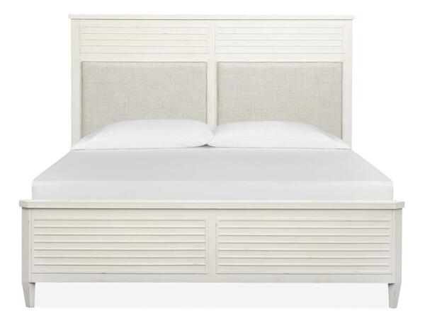 Echo Isles Wood Queen Panel Bed Upholstered Headboard KD