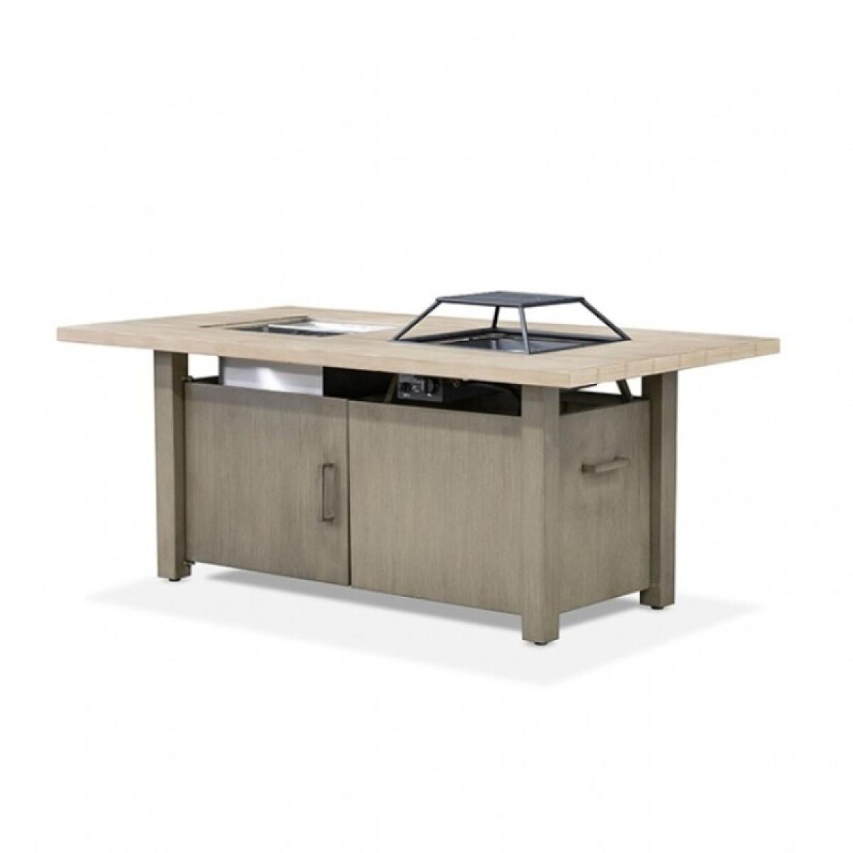 Bordeaux Dining Table w/ Fire Pit & Cooler Outdoor Dining Tables Brown 6