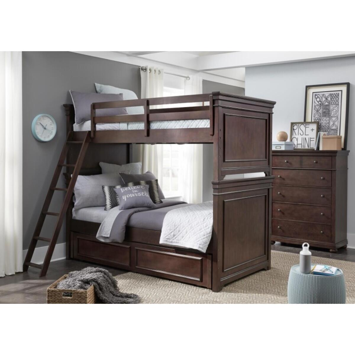 Complete Bunk Twin Cherry Finish Youth Beds Brown 6