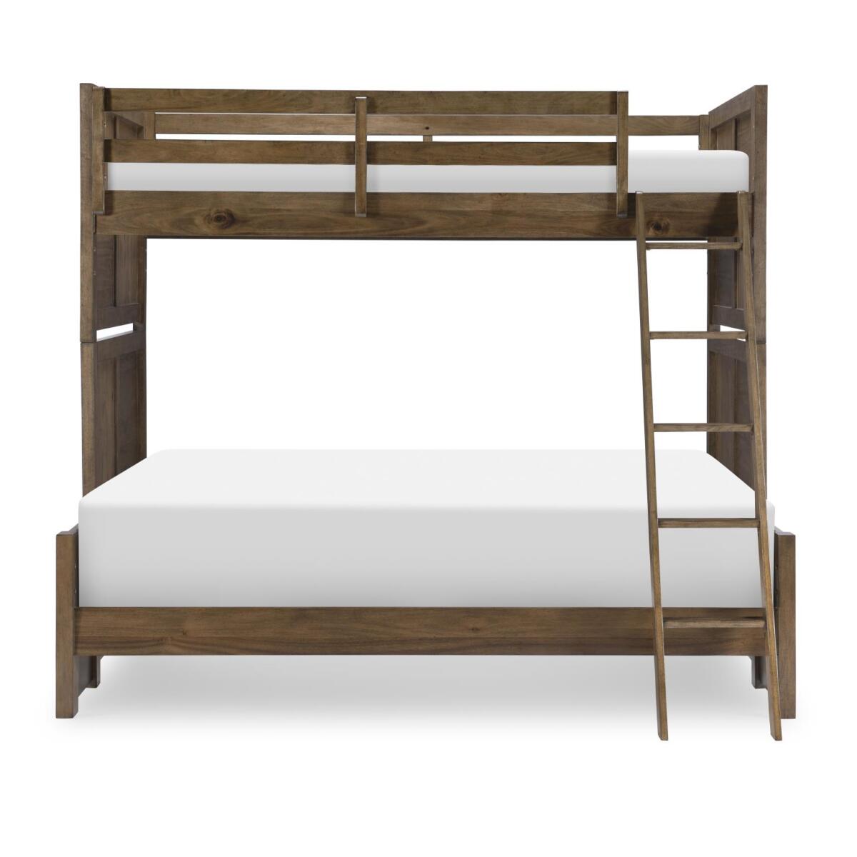 Complete Twin Over Full Bunk Set Brown Finish Youth Beds Brown 9