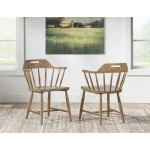 Spindle Back Arm Chair W. Handle Cut Out Chairs & Benches Barnwood Oak 12