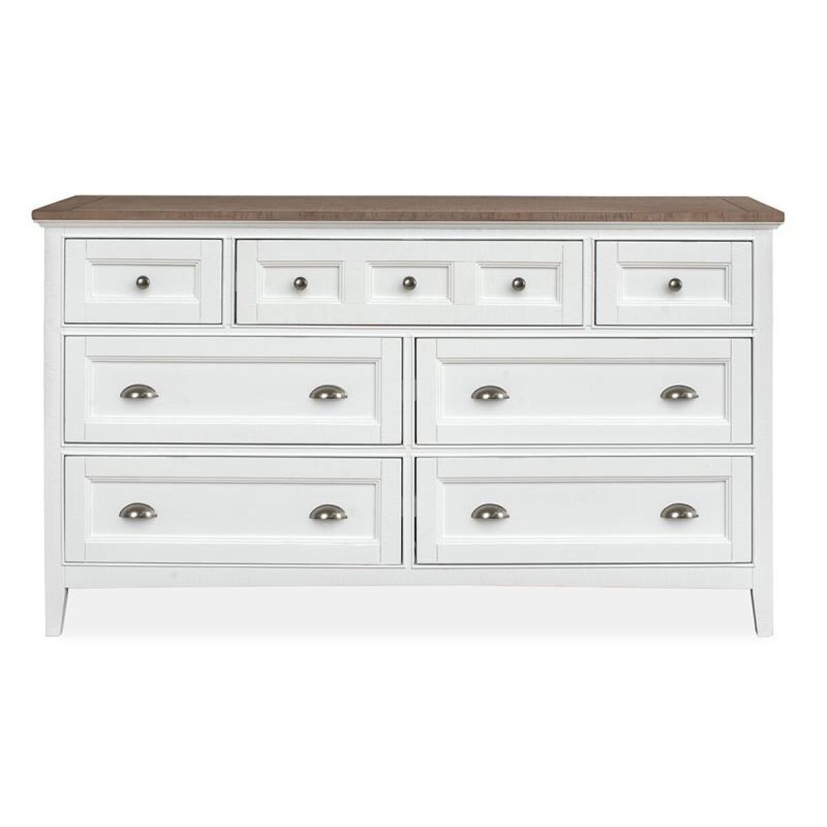Heron Cove Two Tone Drawer Dresser Dressers Chalk White, Dovetail Grey 4