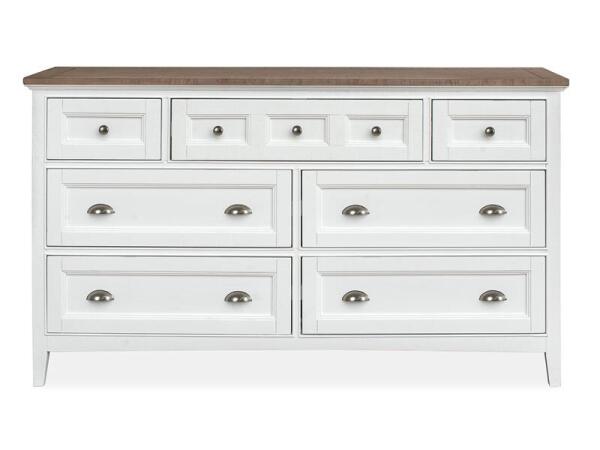 Heron Cove Two Tone Drawer Dresser Dressers Chalk White, Dovetail Grey