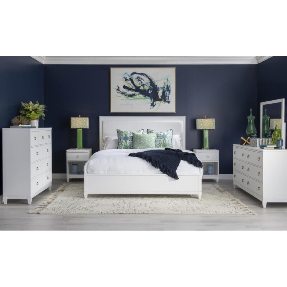Complete Upholstered Bed Queen 5/0 White Finish Beds Beds 7