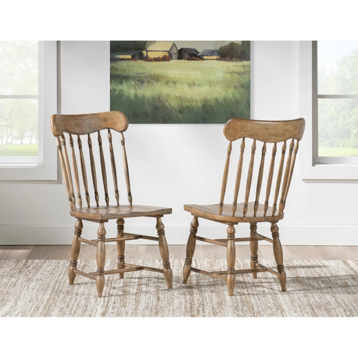 Turned Spindle Side Chair Chairs & Benches Barnwood Oak 6