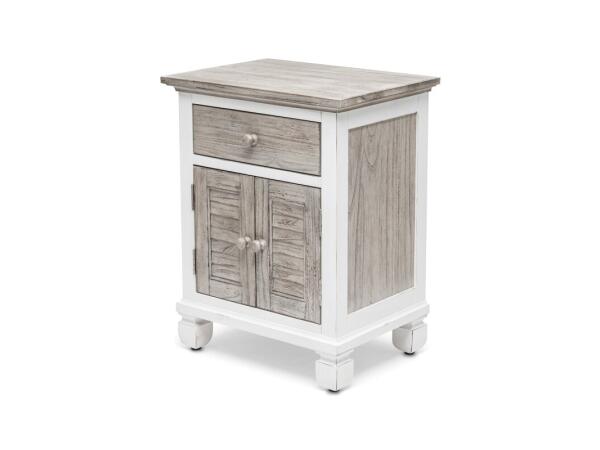 Islamorada 1-drawer / 2-door Electrified Coastal Nightstand Nightstands Gray