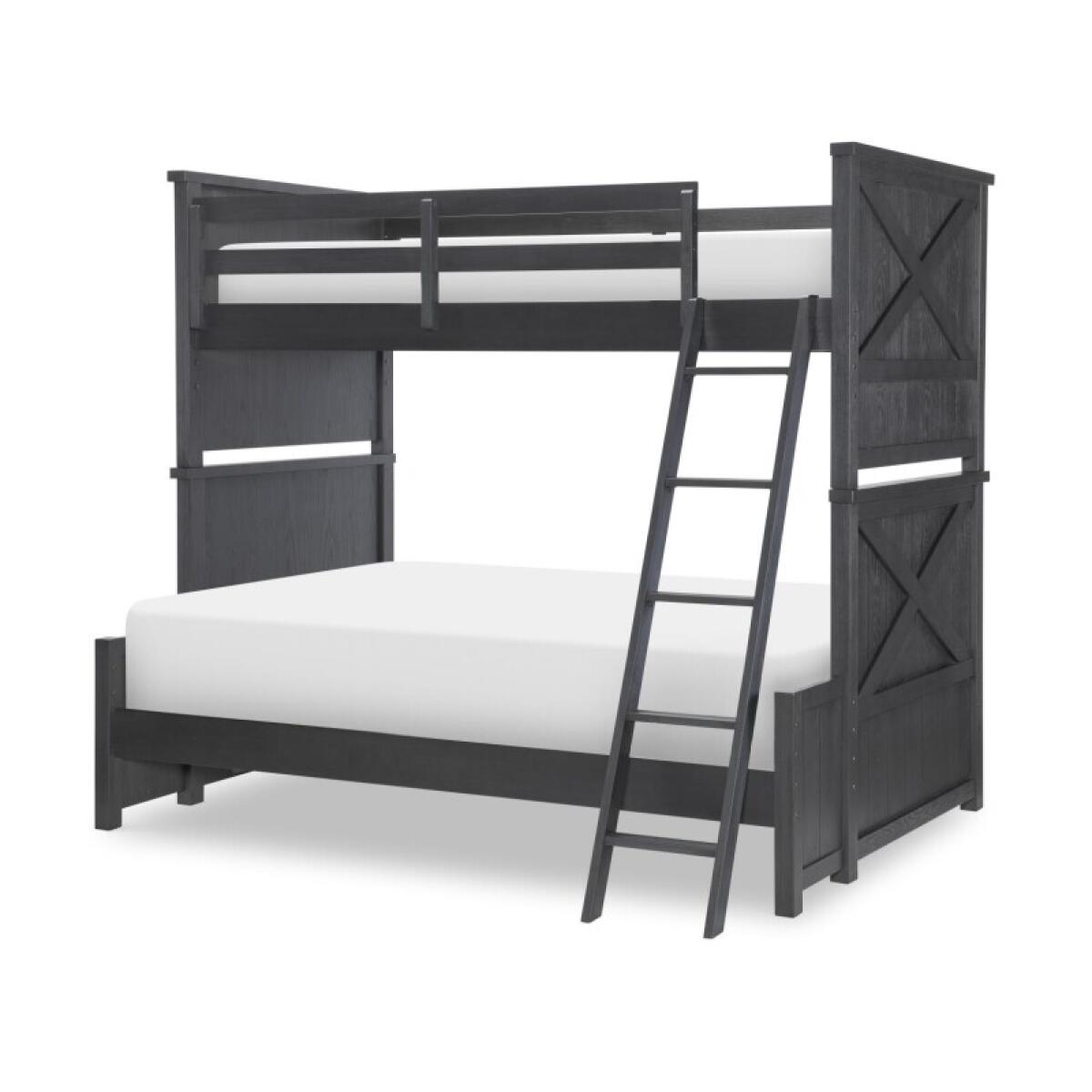 Complete Twin Over Full Bunk Bed Black Finish Youth Beds Black 4