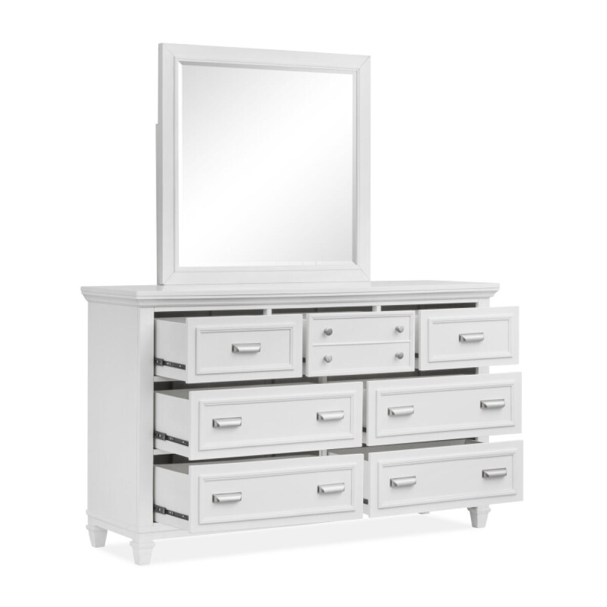Drawer Dresser_White with Landscape Mirror_White Dressers Dressers 4