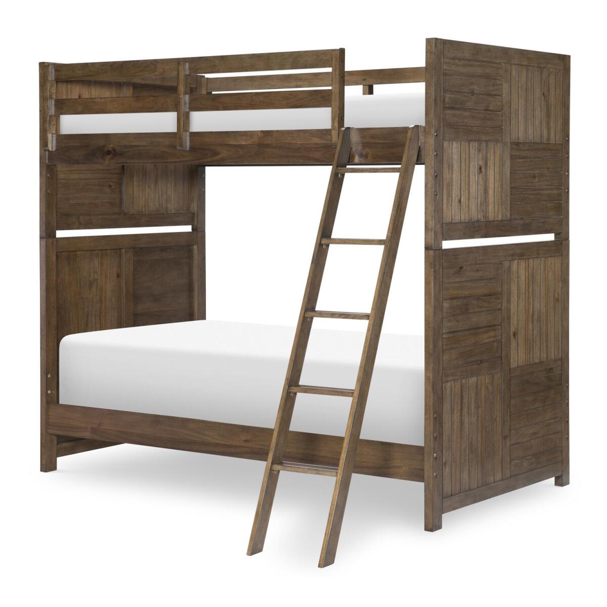 Complete Twin Over Twin Bunk Bed Brown Finish - Image 4