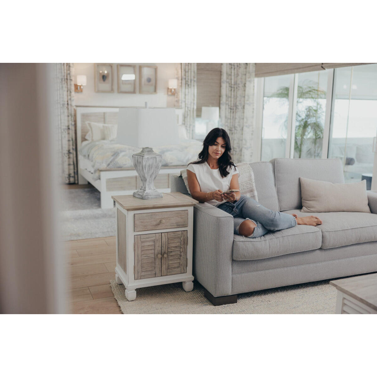 Islamorada 1-drawer / 2-door Electrified Coastal Nightstand - Image 22