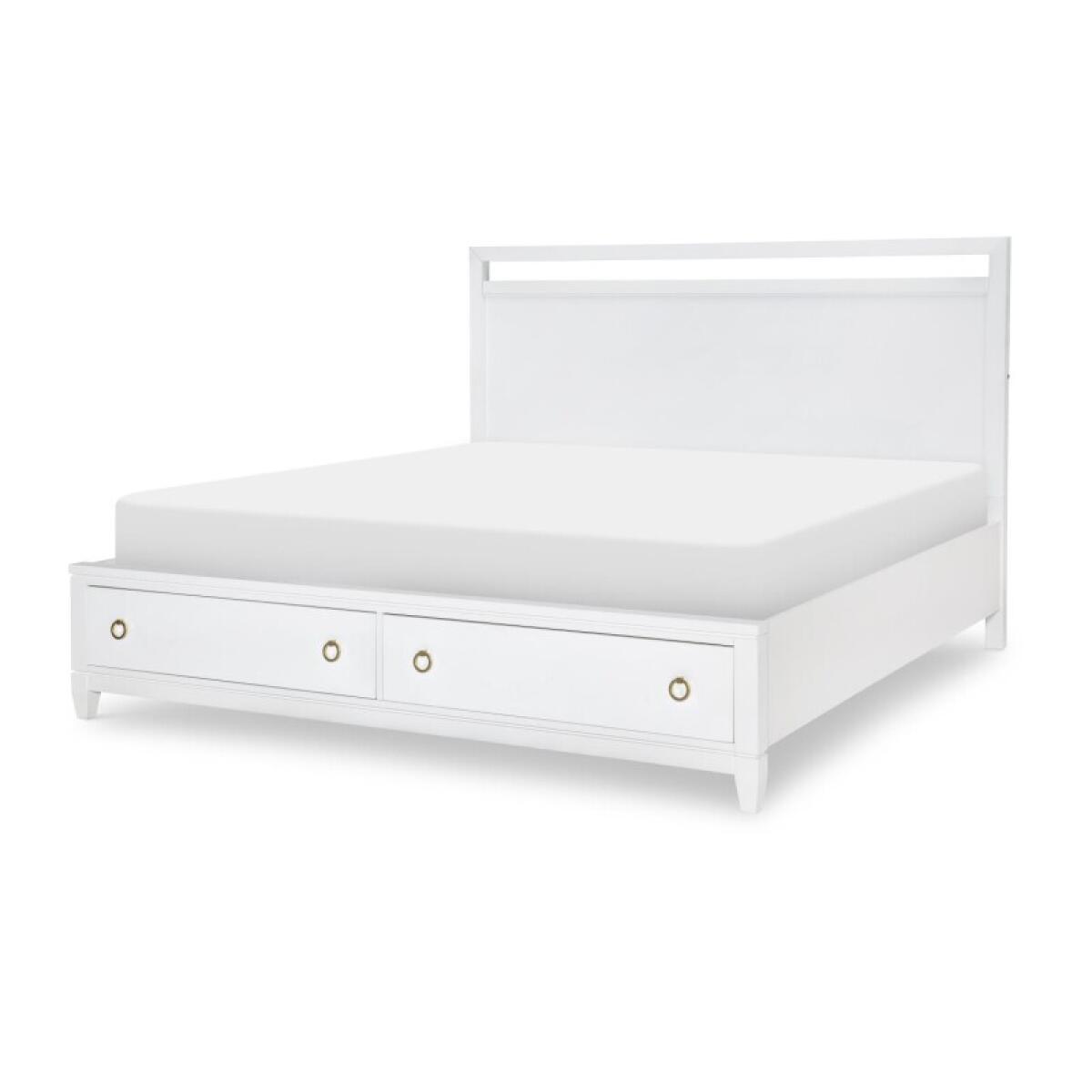 Complete Panel Bed W Storage Ca King White Finish 6/0 Beds Beds 4
