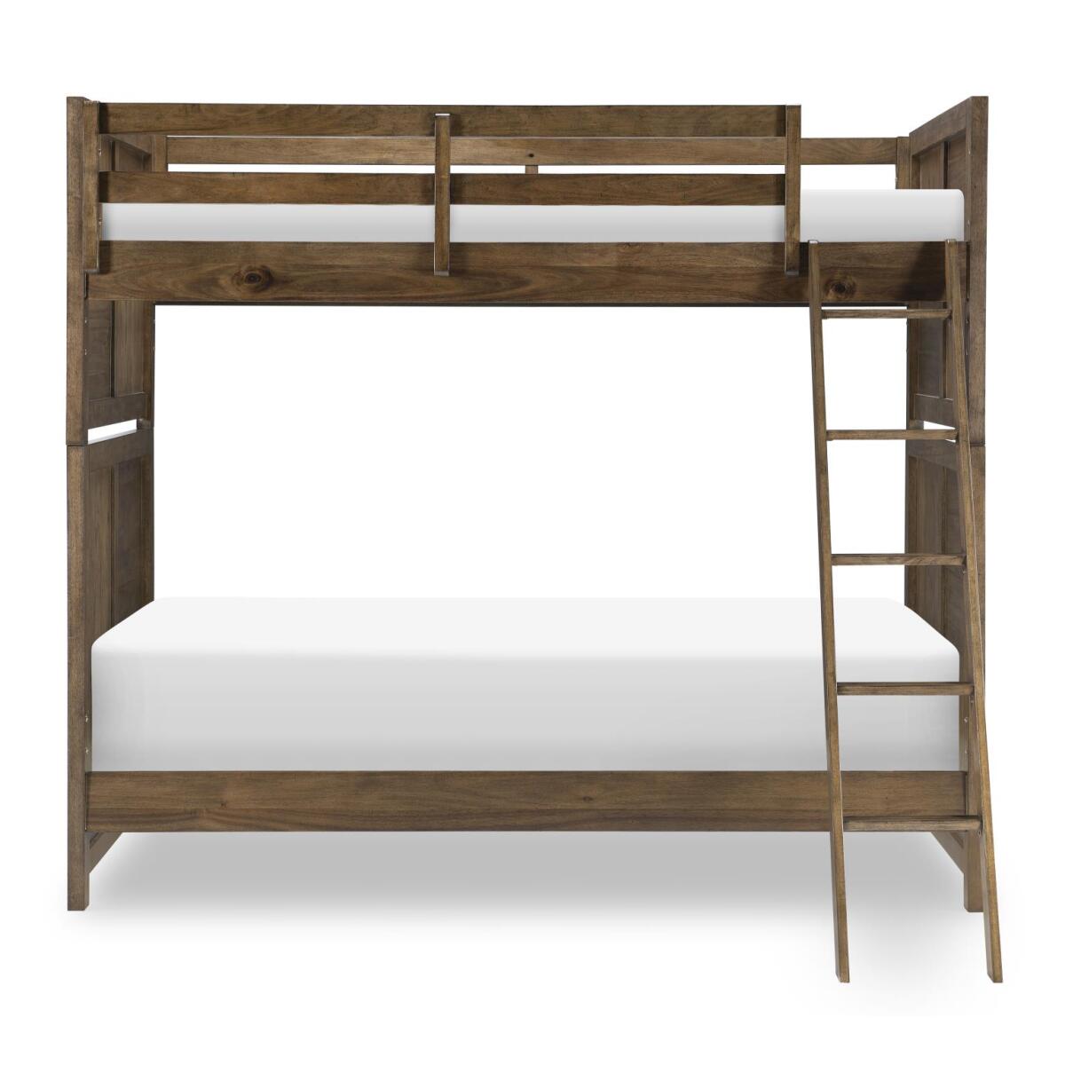1645e4cfe0074b13d7a641e7b6a730c7 Complete Twin Over Twin Bunk Bed Brown Finish - Image 1