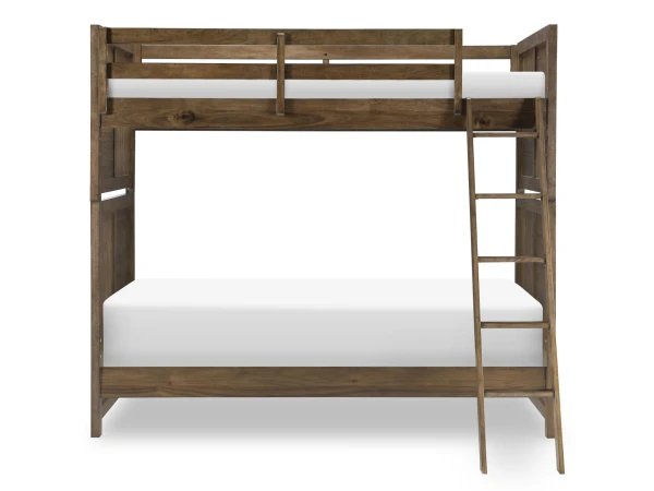 Complete Twin Over Twin Bunk Bed Brown Finish Youth Beds Brown