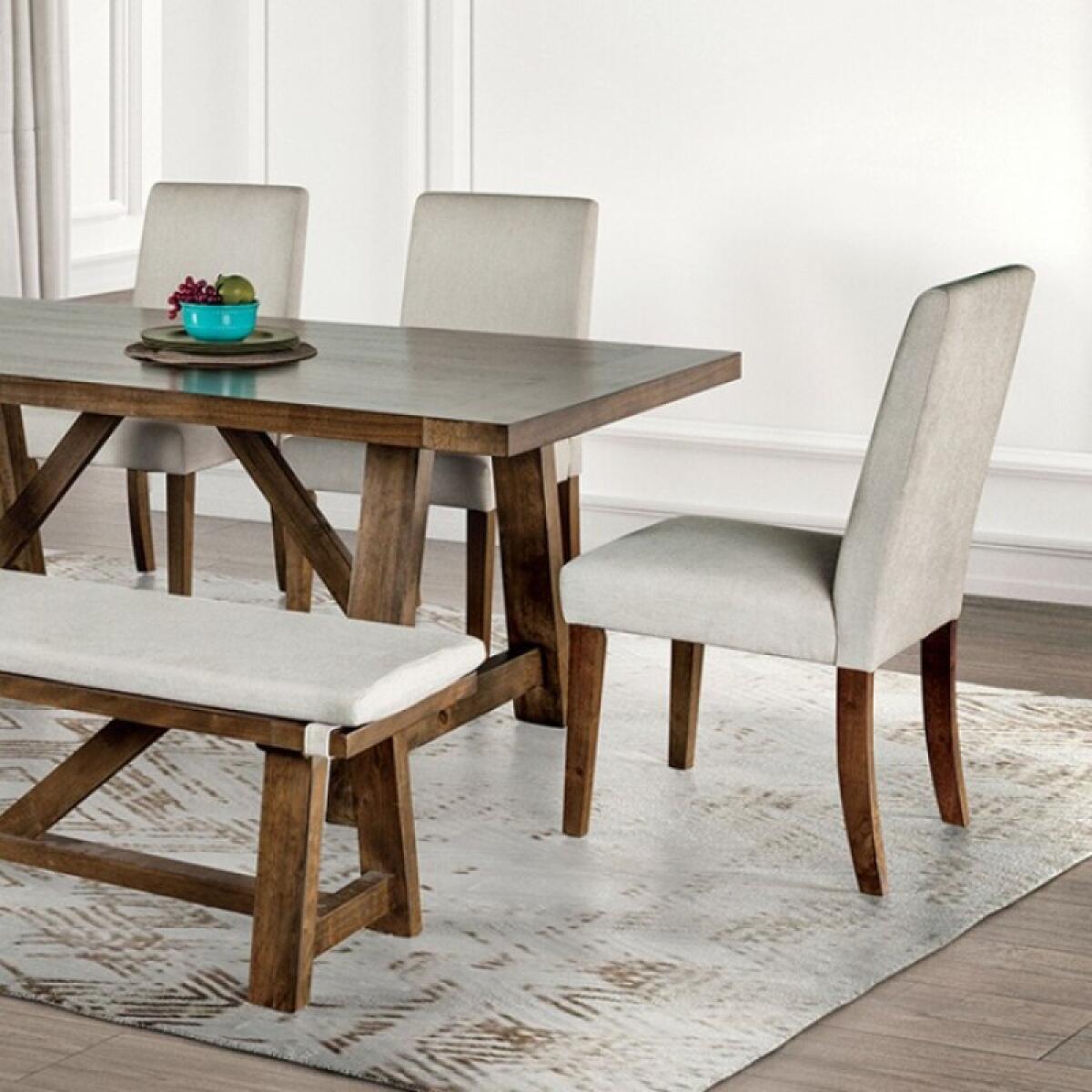 Losone 6 Pc Dining Table Set w/ Bench Dining Sets Brown 4