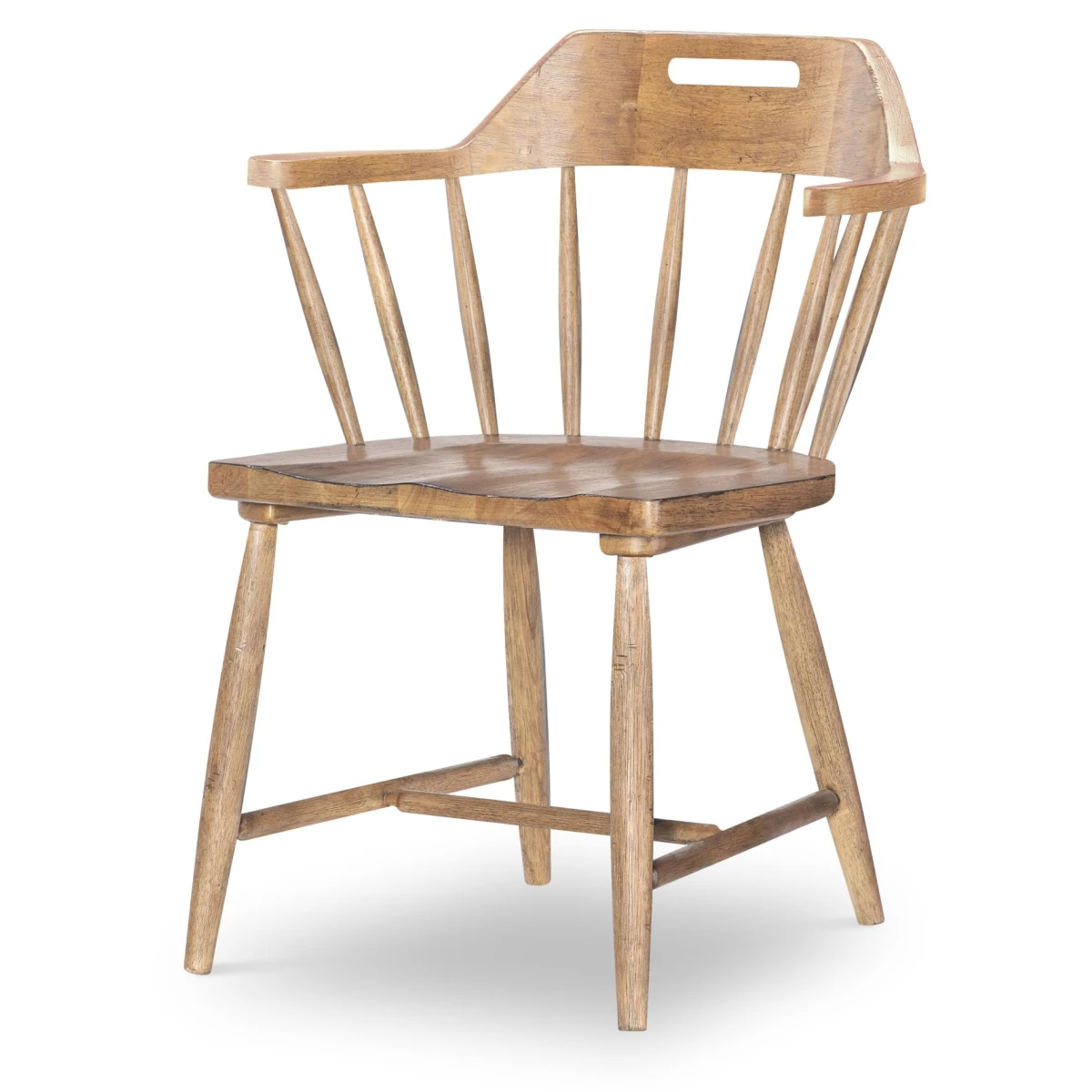 Spindle Back Arm Chair W. Handle Cut Out Chairs & Benches Barnwood Oak 4