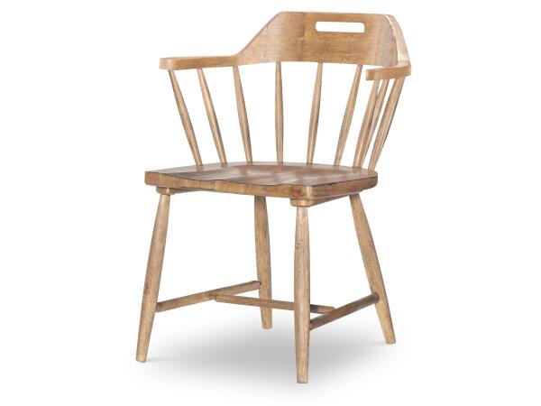 Spindle Back Arm Chair W. Handle Cut Out Chairs & Benches Barnwood Oak