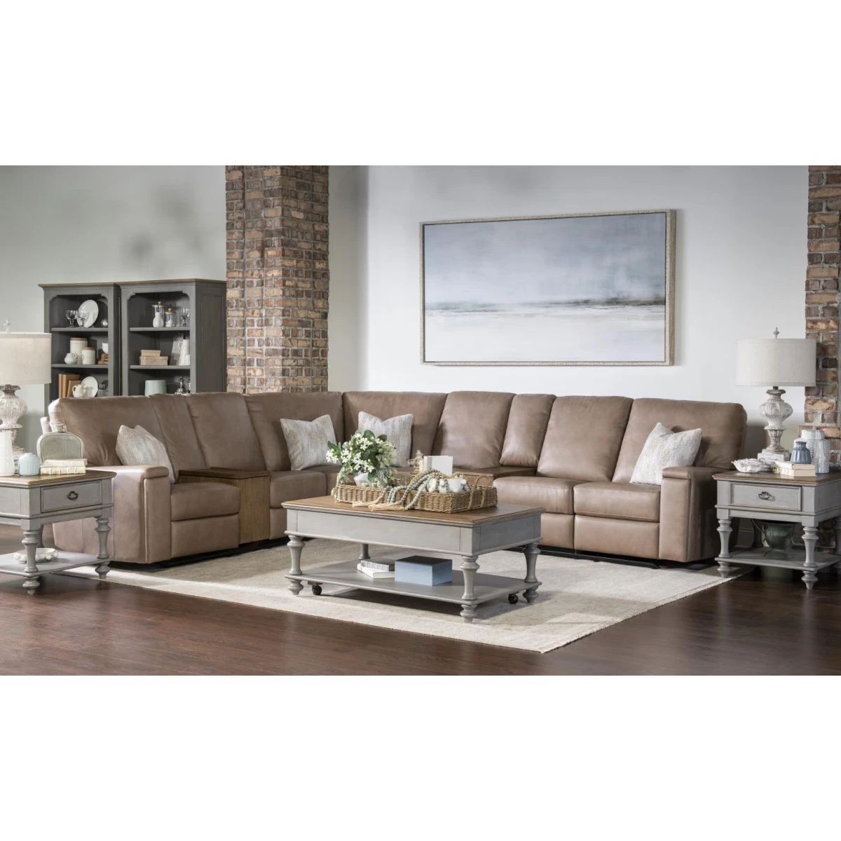 LU370 Fen Positano Fumo (Direct Container Only) UP P1 Laf Glider Loveseat With Console, And One 18 In Pillow - Image 2