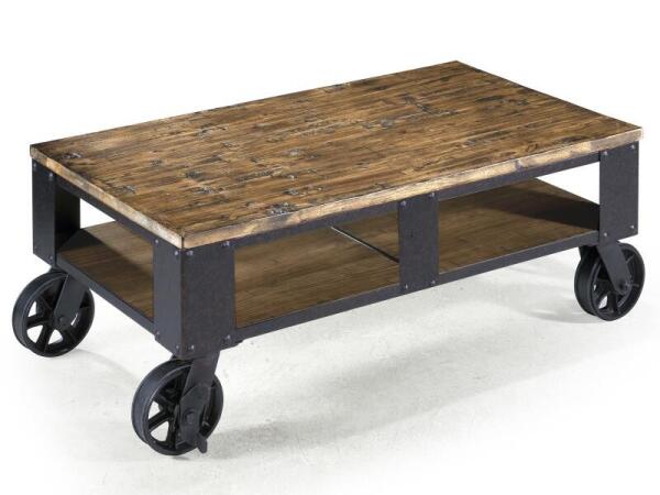 Pinebrook Rectangular Cocktail Table (2 Braking Casters) Cocktail & Coffee Tables Brown