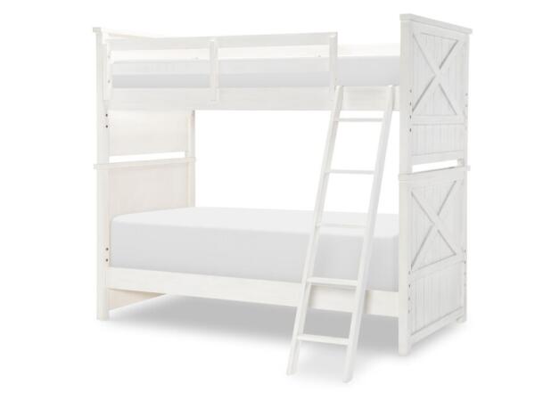 Complete Twin Over Twin Bunk End White Finish Youth Beds Aged White