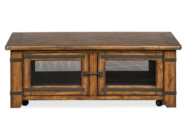 Chesterfield Lift Top Storage Cocktail Table w/Casters - Image 16