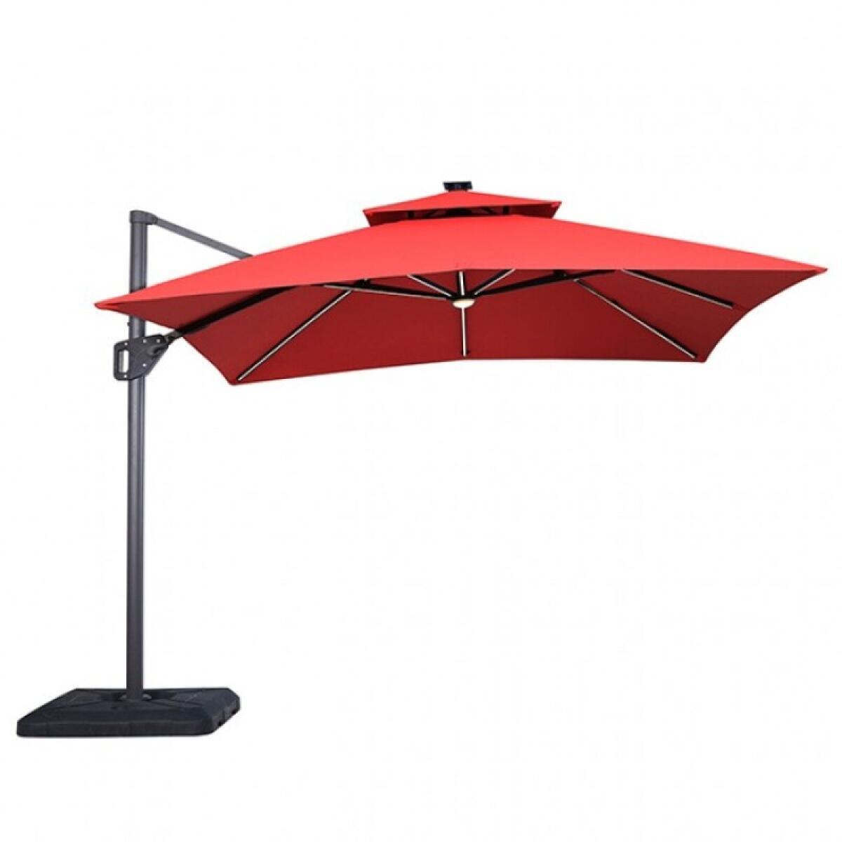 1dabb643e05def3877519c6bf9359816 Aurora 10 Ft Square Umbrella w/ Double Top w/ LED Light + 37" Large Base - Image 1